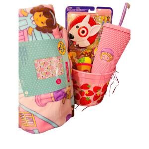 Polly Pocket Target Easter bundle with a 50 x 70 soft pink adorable throw pink